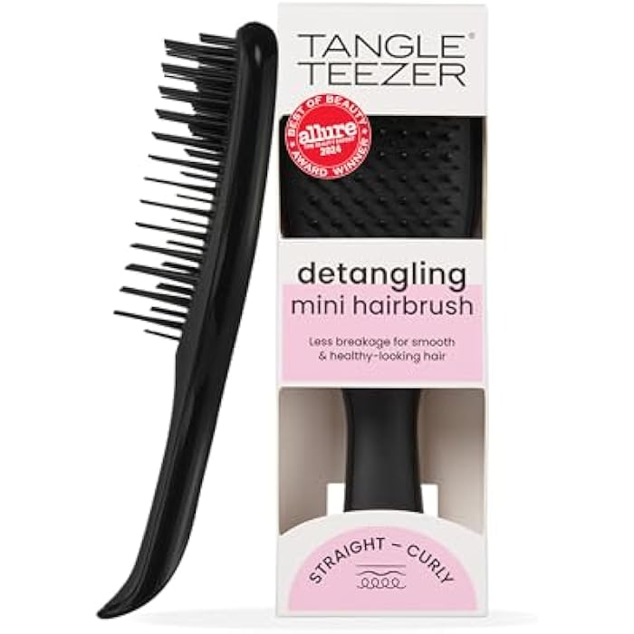 Tangle Teezer Mini The Ultimate Detangler Hairbrush |Gentle on Wet Hair | Two-Tiered Teeth & Comfortable Handle | Ideal for Kids And Travel | Reduces Knots & Breakage | Black - Image 1